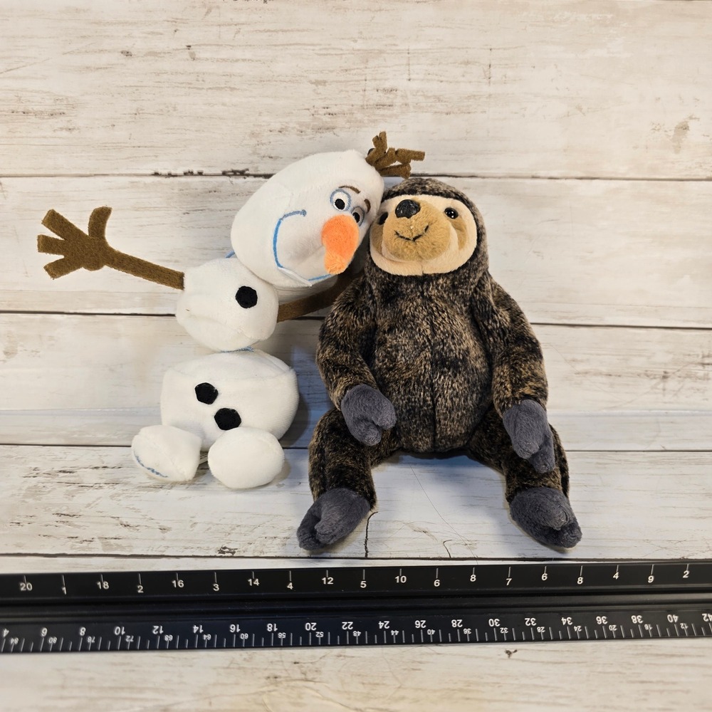 Disney Olaf Scentsy Buddy Clip Frozen Plush & Brown Sloth Stuffed Animal Lot
